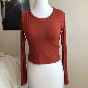 Zara Burnt Orange Long Sleeve Crop Top